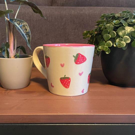 Mok met aardbeien